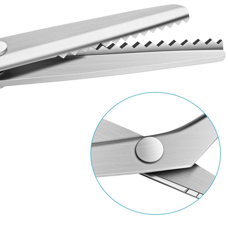 YAZEMKEL Pinking Shears Serrated,Comfort Grips Handled, Professional Dressmaking Sewing Craft Zig Zag Cut Scissors, Suitable for Many Kinds of Fabrics and Paper, 9 Inch Red - Image 4